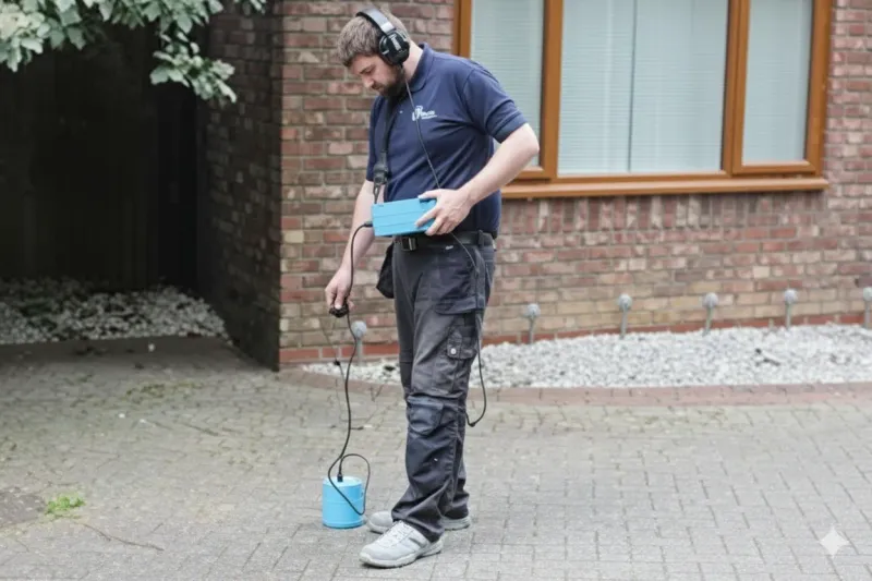 ADI engineer using an acoustic ground microphone on paving